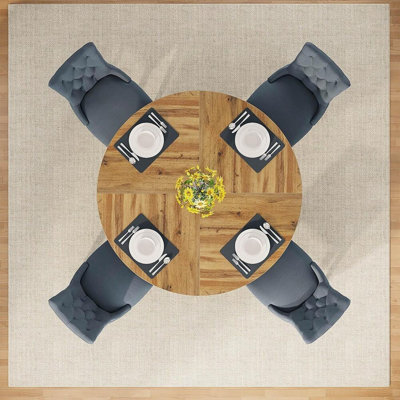 Round Farmhouse Dining Table Wood Kitchen Table for 4 Cross Base Wooden Dinner Table for Dining Room Breakfast Nook or Living Area