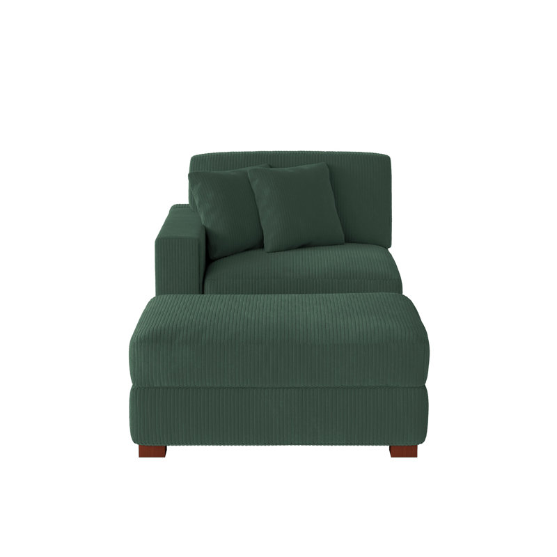 Milbrey Stylish Chaise Lounge, Left Hand Facing, Hunter Green