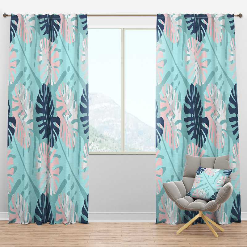 Panneau de rideau simple semi-transparent rétro Mid-Century, l 52 po x L 108 po