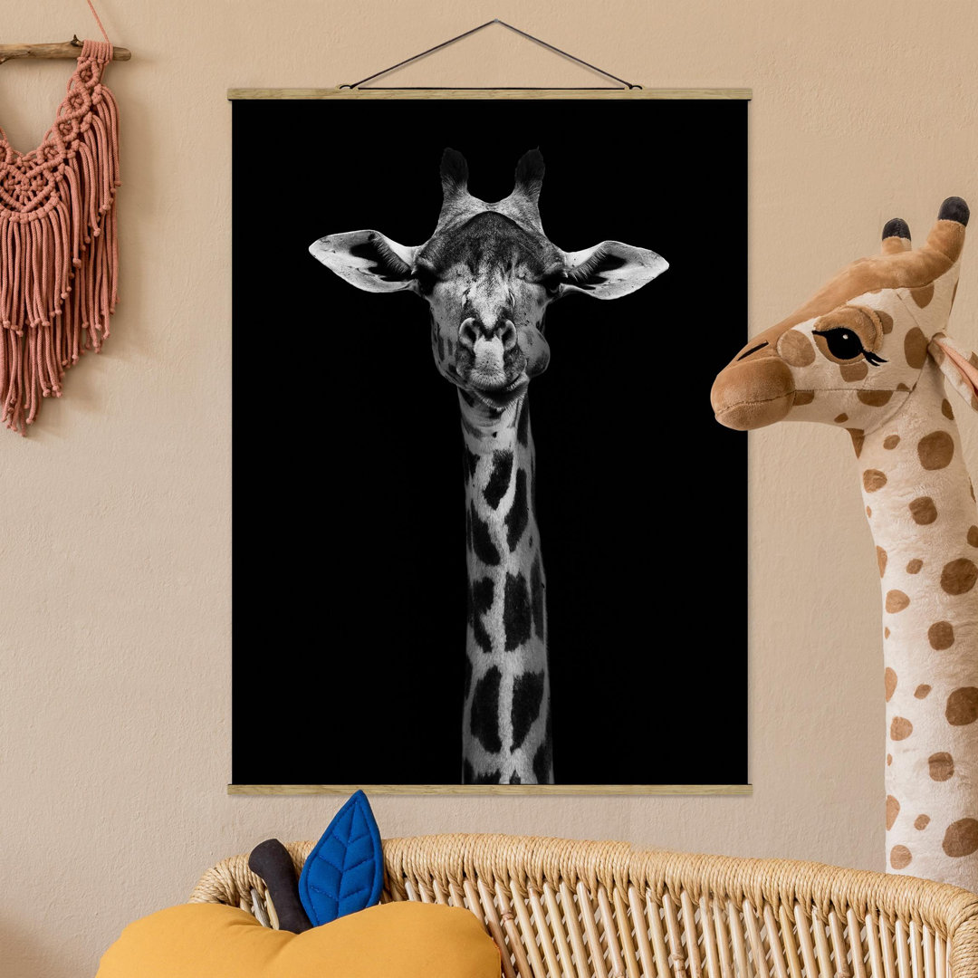 Stoffbild Dark Giraffe Portrait