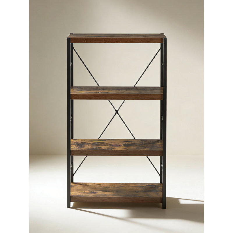 Weathered Oak and Black 3-shelf Bookcase