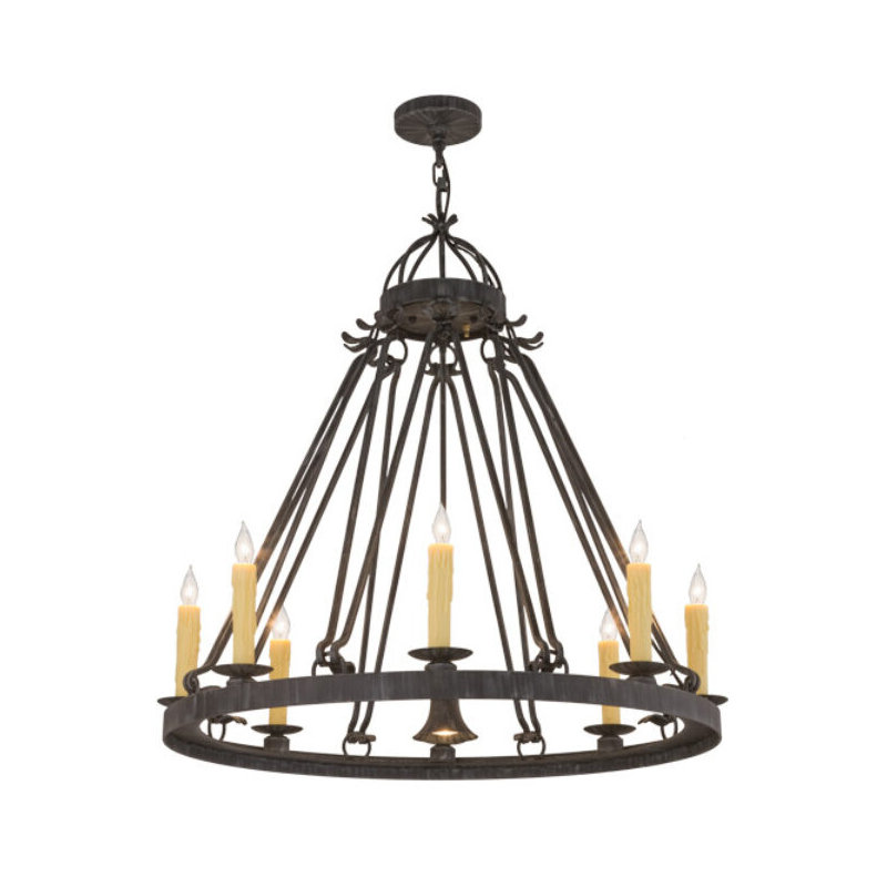 Lakeshore 9 - Light Chandelier, Cream Trumpet, Gilded Tobacco