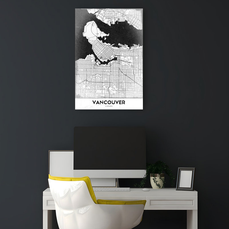 «Modern Vancouver Map Abstract Contemporary City Architecture», reproduction d'art murale, H 18 po x l 12 po