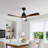 52 In. Indoor Matte Black Ceiling Fan With Wood Blades, 6-Speed Remote Control-1889223456
