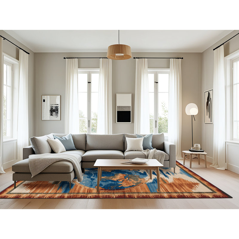Machine Washable Nature Brown Area Rug, Rectangle 6' x 9'
