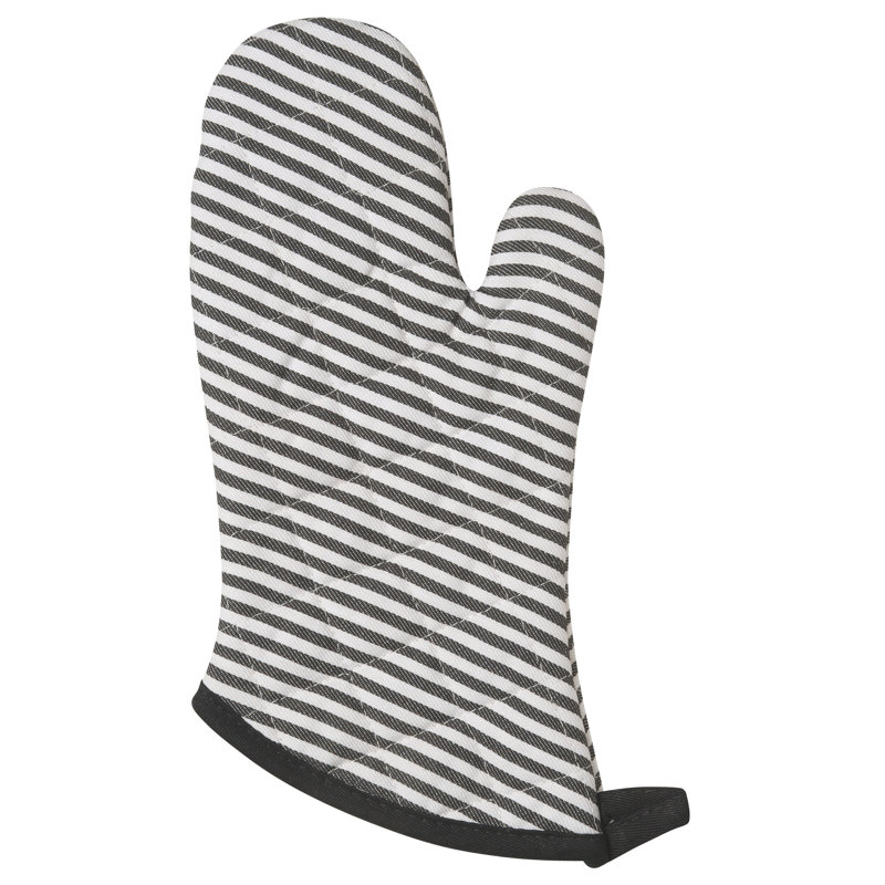 Now Designs Striped Cotton Oven Mitt Set, Black