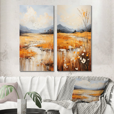 «Infinite Fields Minimalisme Prairies», ensemble de 2 reproductions d'art sur toile