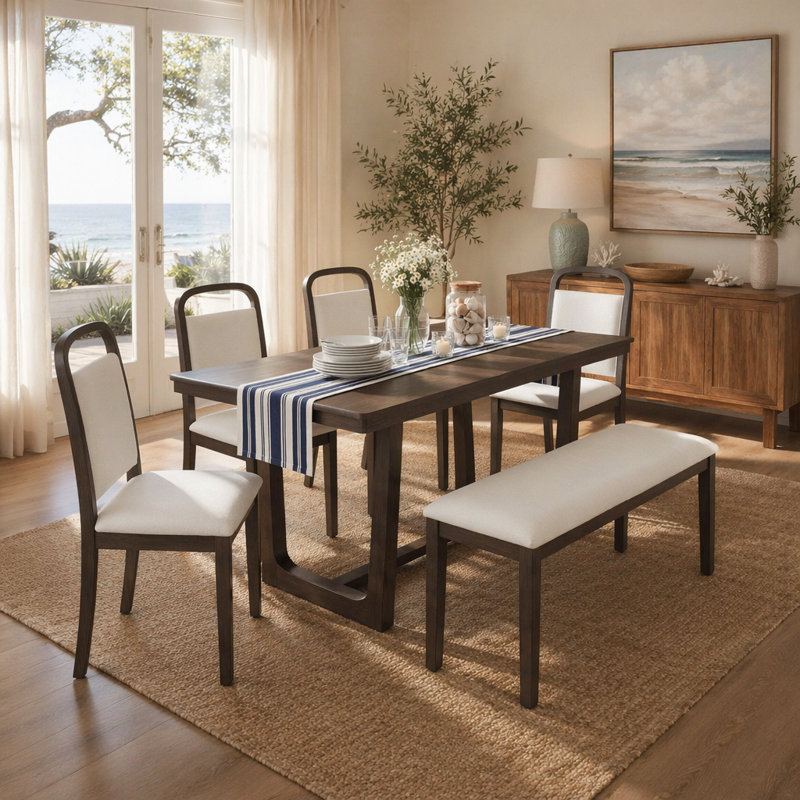 6-piece Dining Table Set,, Brown