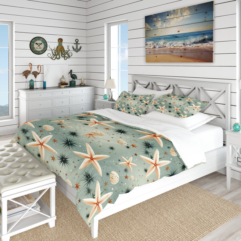 Ensemble de housse de couette Coastal, Housse de couette simple + 1 taie décorative stan