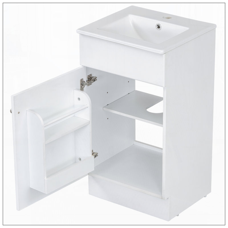 18" Bathroom Vanity with Sink, White