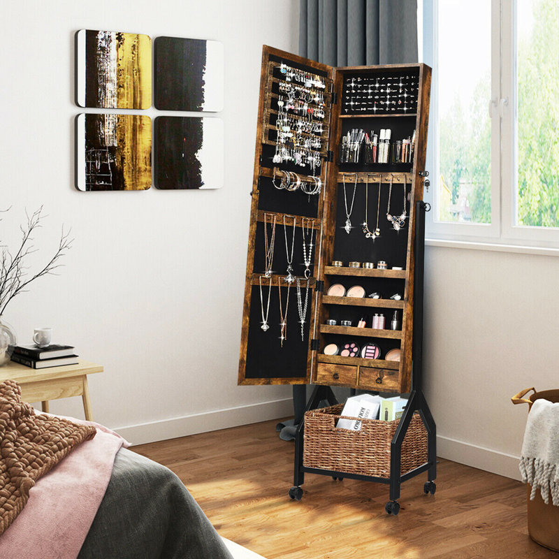 Armoire pour bijoux avec miroir autoportante