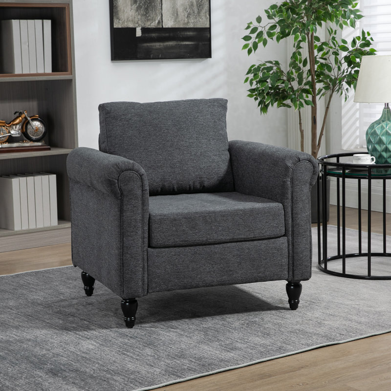 Fauteuil Deanine, Polyester 100 % gris foncé