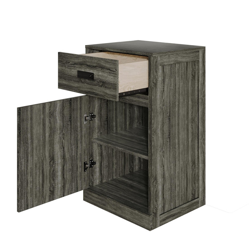 Armoire à portes avec tiroir en gris foncé, Gris foncé