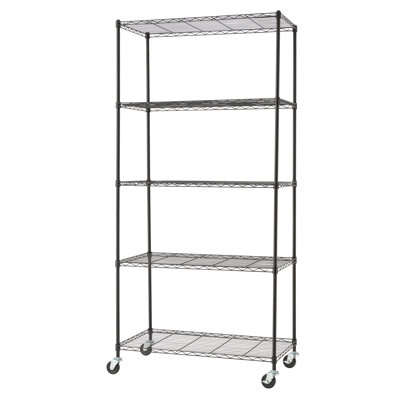 TRINITY EcoStorage 5-Tier NSF Steel Wire Shelving Unit w/ Wheels (36 in. W x 18 in. D)