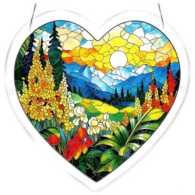 Acrylic Heart-shaped Puzzle Wind Chime Pendant 83-Piece Puzzle Porch Garden Wind Chime