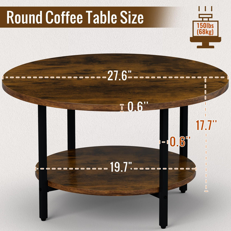Table d'appoint en bois à 2 niveaux, Rustic Brown
