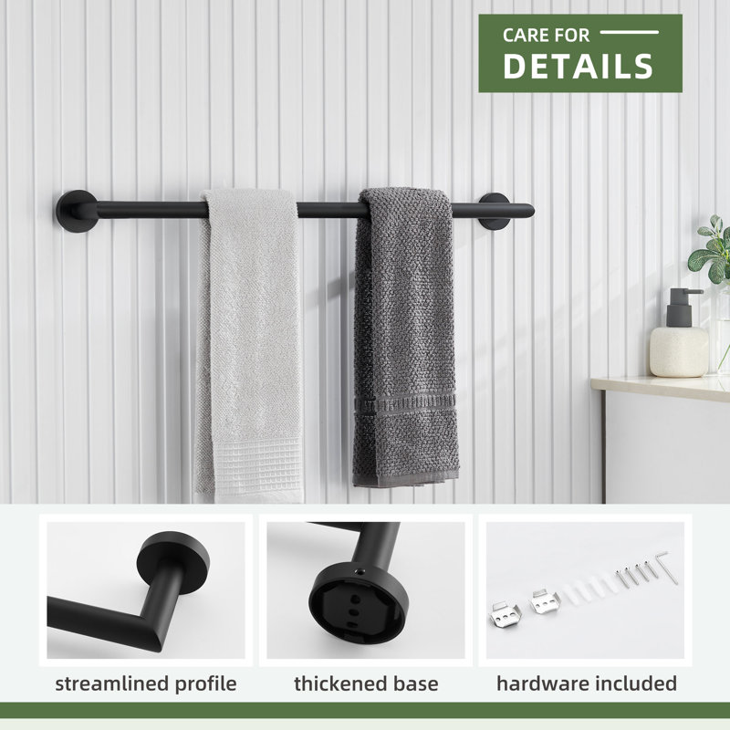 Bathroom Wall Mounted Towel Bar, Matte Black
