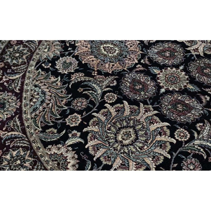 Hand-Knotted High-Quality Brown Round Area Rug