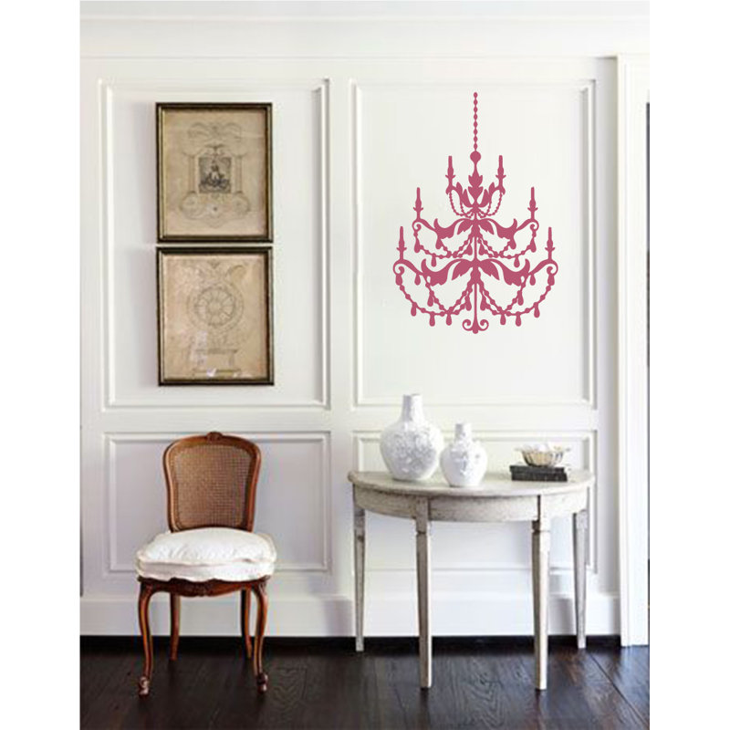 Décalcomanie murale lustre française, Rouge à lèvres, H 24 po x l 16 po x P 0,01 po