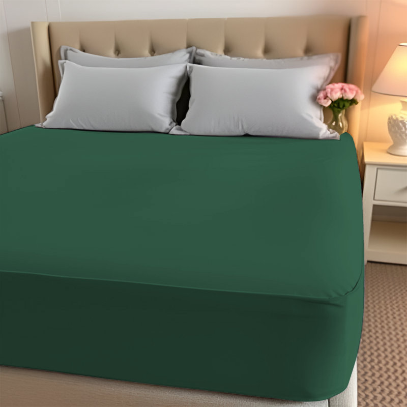 Paul's Microfibre Super Soft Brushed Deep Fitted Bed Sheet, Single (3'), Green
