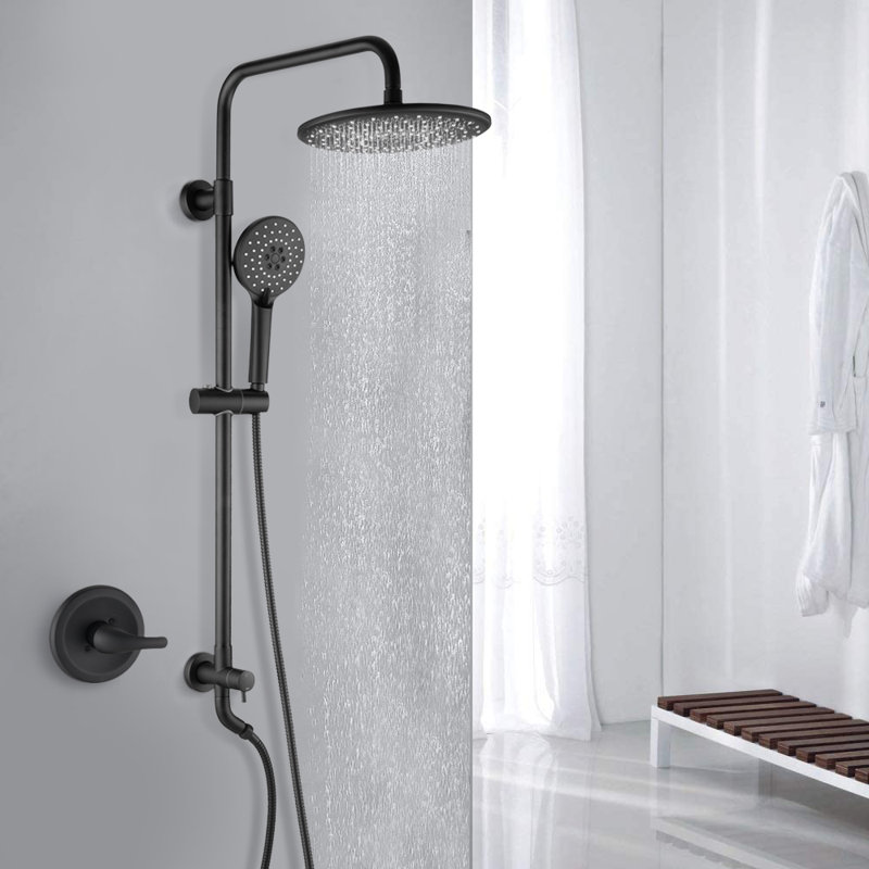 10 Inch Black Dual-Function Shower System with Rough in-Valve