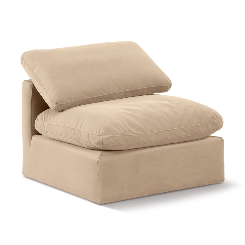 Fauteuil modulaire rembourré Musheerah Indulge, Velours beige