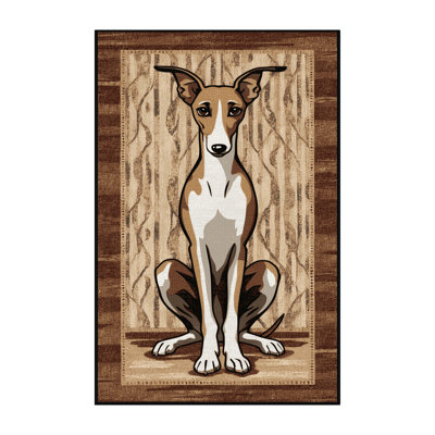 Washable Whippet Dogs Area Rug