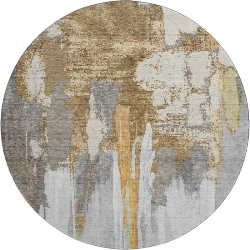 Premium Machine Washable Mouton Abstract Rug, Round 8'