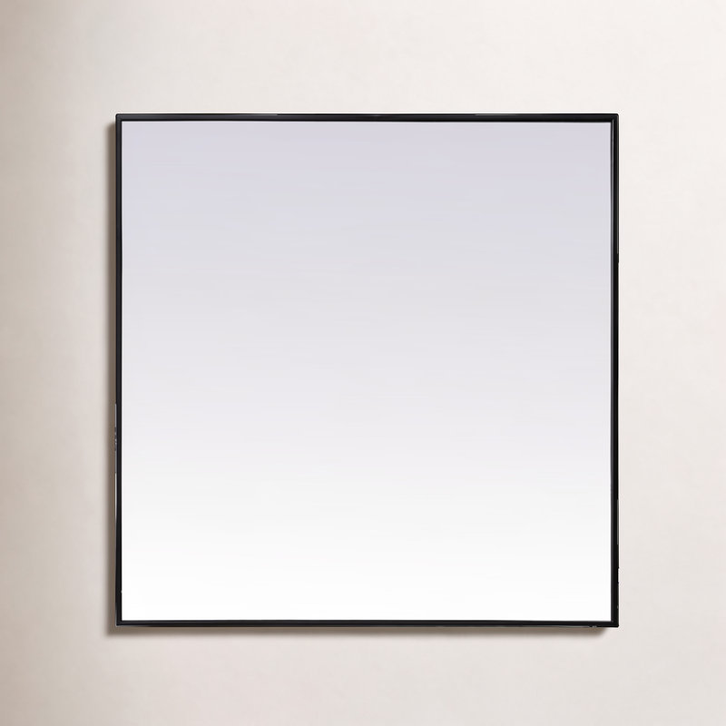 Valparaiso Metal Square Wall Mirror, 42"  x 42" , Black