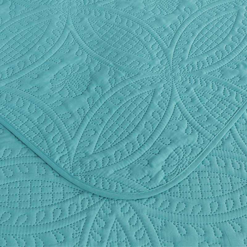 Turquoise King Reversible Microfiber Bedspread Set