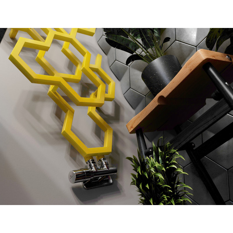 Hex Vertical Designer Radiator 1200Hx486W, Mustard