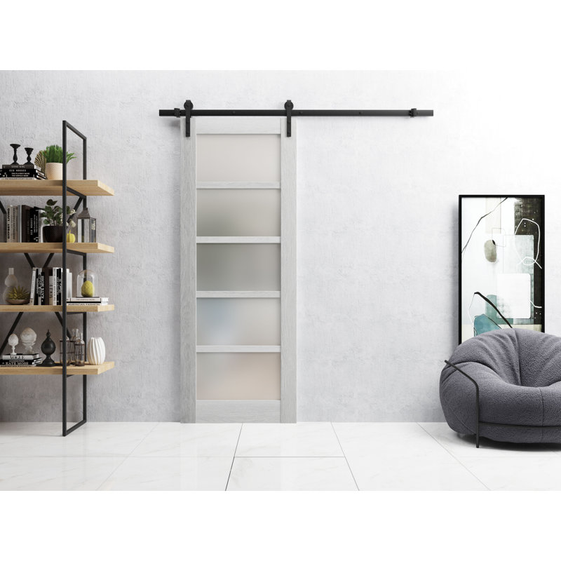 Porte standard lambrissée Quadro, 30 po x 96 po, Chêne gris clair