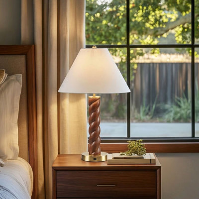  Helixia Twisted Faux Wood Table Lamp with USP C Port