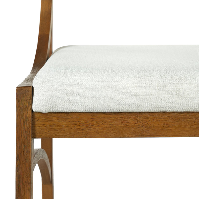 Chaise de salle à manger néo-classique avec dossier incurvé Tahoe, 2, Coussin beige / structure en noyer