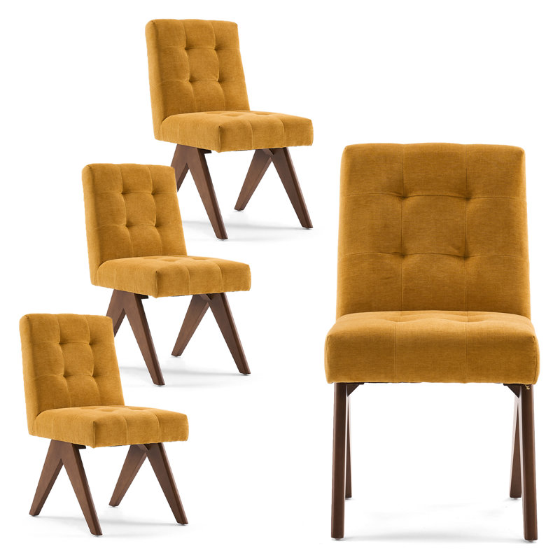Chaise d'appoint rembourrée en lin Turfed, Jaune