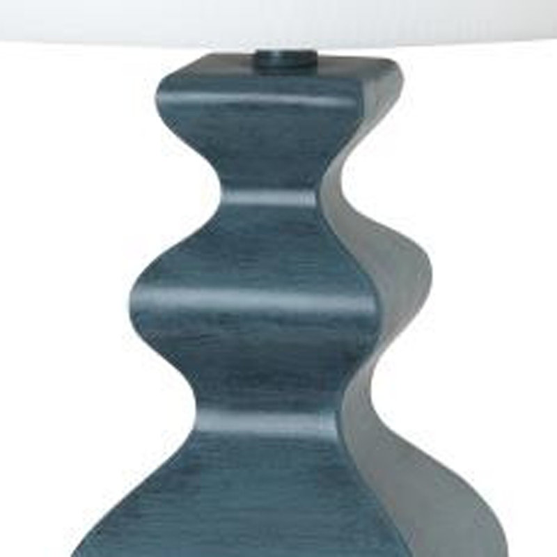 Ensemble de deux lampes de table bleu sarcelle vieillies 31 po avec abat-jour tambour blanc