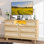 Commode 6 tiroirs pour chambre à coucher, commode en bois de rotin de 47,3 po de largeur, lumières DEL et station de charge