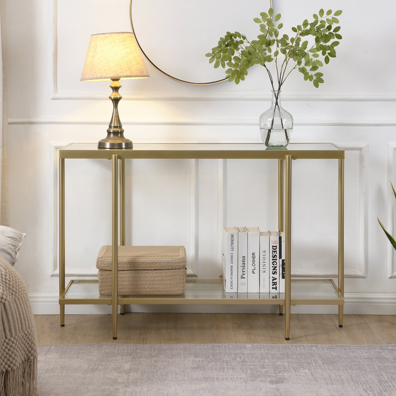Console Table with Storage Shelves Narrow Hallway Entryway Sofa Table Modern