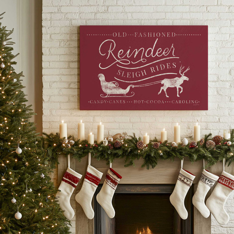 «Classic Reindeer Sleigh Rides», impression sur toile encadrée, Toile tendue, H 12 po x l 18 po x P 1,25 po