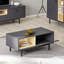 Table basse moderne avec plusieurs tablettes, 35,4 x 15,7 x 15,7 pouces Modern Anthracite | 100% panneau de particules enduit de mélamine, 0,7 po d'épaisseur | Pieds en métal durables avec supports noir mat | Design industriel mural