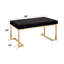 Banc noir en fausse fourrure avec assise moelleuse et base champagne élégante
