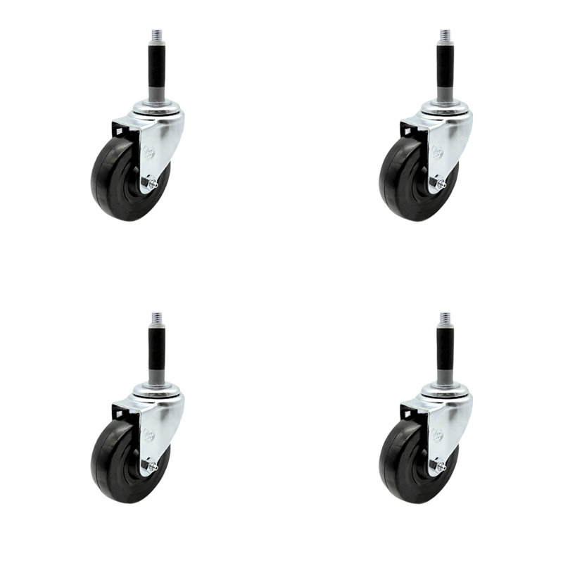 4 Inch Hard Rubber Wheel Swivel 3/4 Inch Expanding Stem Caster Set SCC/SCC-EX20S414-HRS-MTG40-4