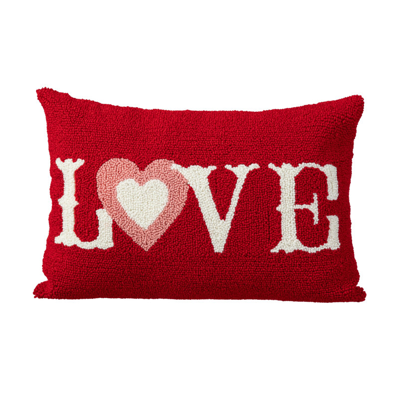 18"L Valentine's Hooked LOVE Pillow