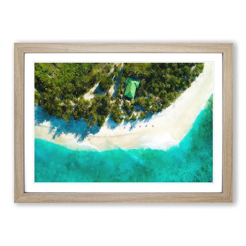 Above A Beach In The Maldives - Picture Frame Photograph Print, 24cm H x 33cm W x 2cm D, Oak