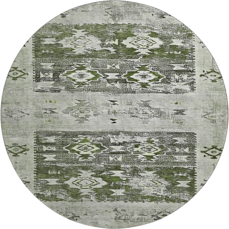 Premium Machine Washable Honig AMF1662 Global Rug, Round 8'