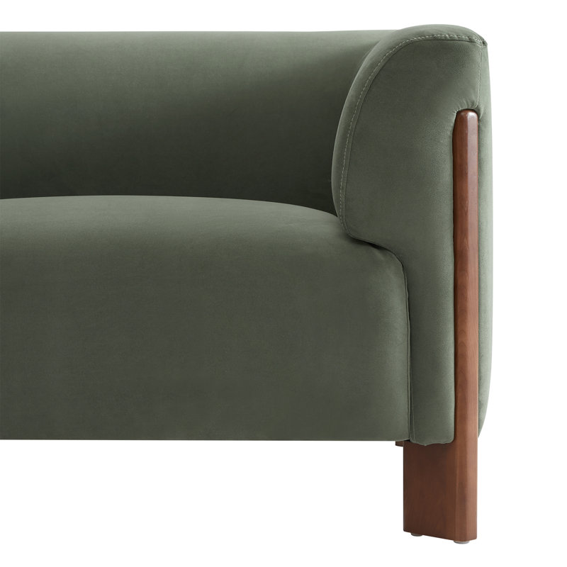 Ensemble de salon rembourré 2 pièces avec pieds en bois massif Wanetta, Soren Olivine Velvet