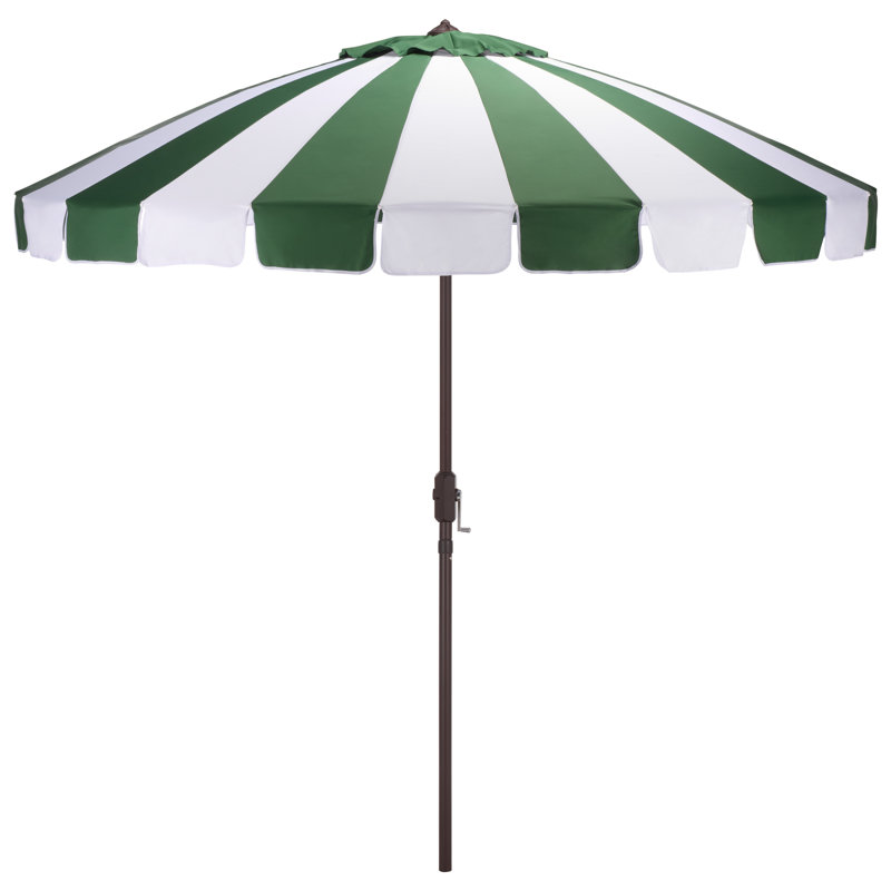 Parasol à manivelle 9 pi Buti, Rayures vert forêt