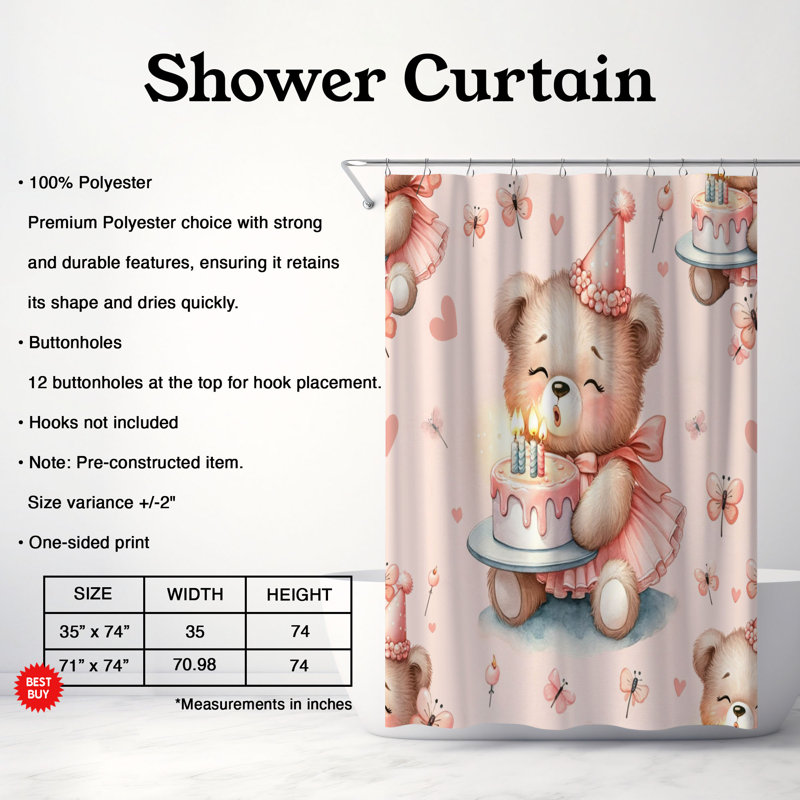 Rideau de douche Blush Cub - Premium 163, H 74 po x l 71 po
