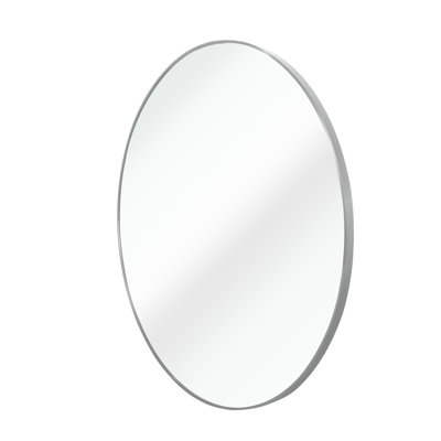 36 Inch Silver Round Wall Mirror For Modern Contemporary Bathroom - 4Mm No Glass, Aluminum Alloy Frame, Shatterproof Design Hd Rust Aluminum, Reinforced Installation