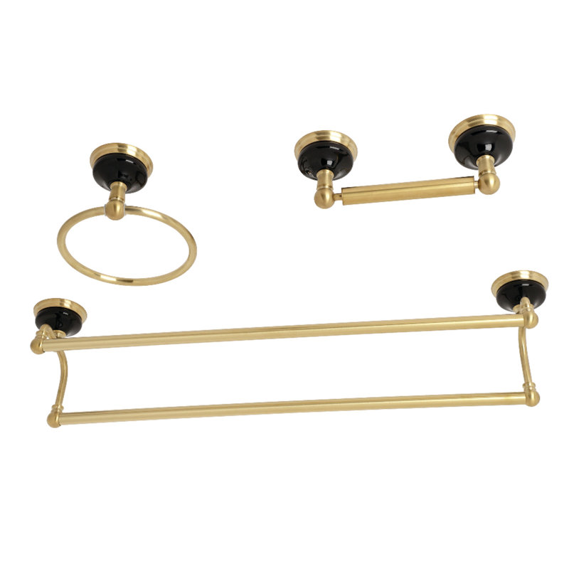 Ensemble de quincaillerie de salle de bain 3 pièces water onyx, Laiton brossé